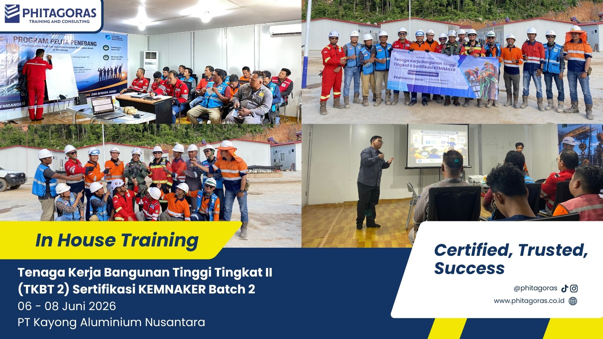 foto bersama In House Training Tenaga Kerja Bangunan Tinggi Tingkat II (TKBT 2) Sertifikasi KEMNAKER - PT Kayong Aluminium Nusantara 06 - 08 Juni 2026 Batch 2