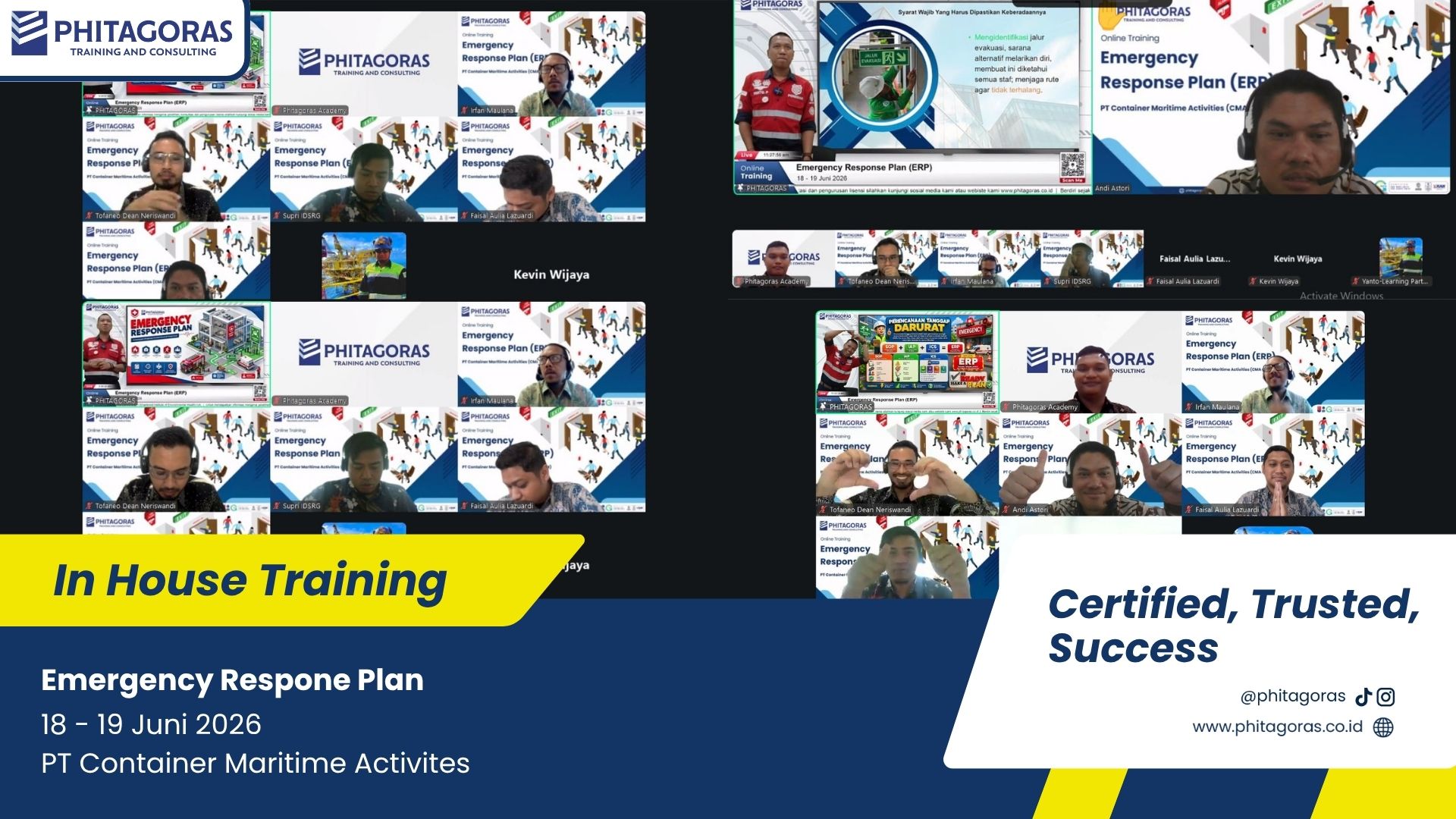 Foto bersama In House Training Emergency Respone Plan - PT Container Maritime Activites 18 - 19 Juni 2026