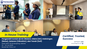 Foto Bersama In House Training Pengambil Contoh Uji Air (Water), Udara (Air), Kebisingan (Noise), Getaran (Vibration), dan Tanah (Soil), Murak Rai Timor, E.P. , 22 - 24 Juli 2026 di Hotel Aloft TB Simatupang (1)