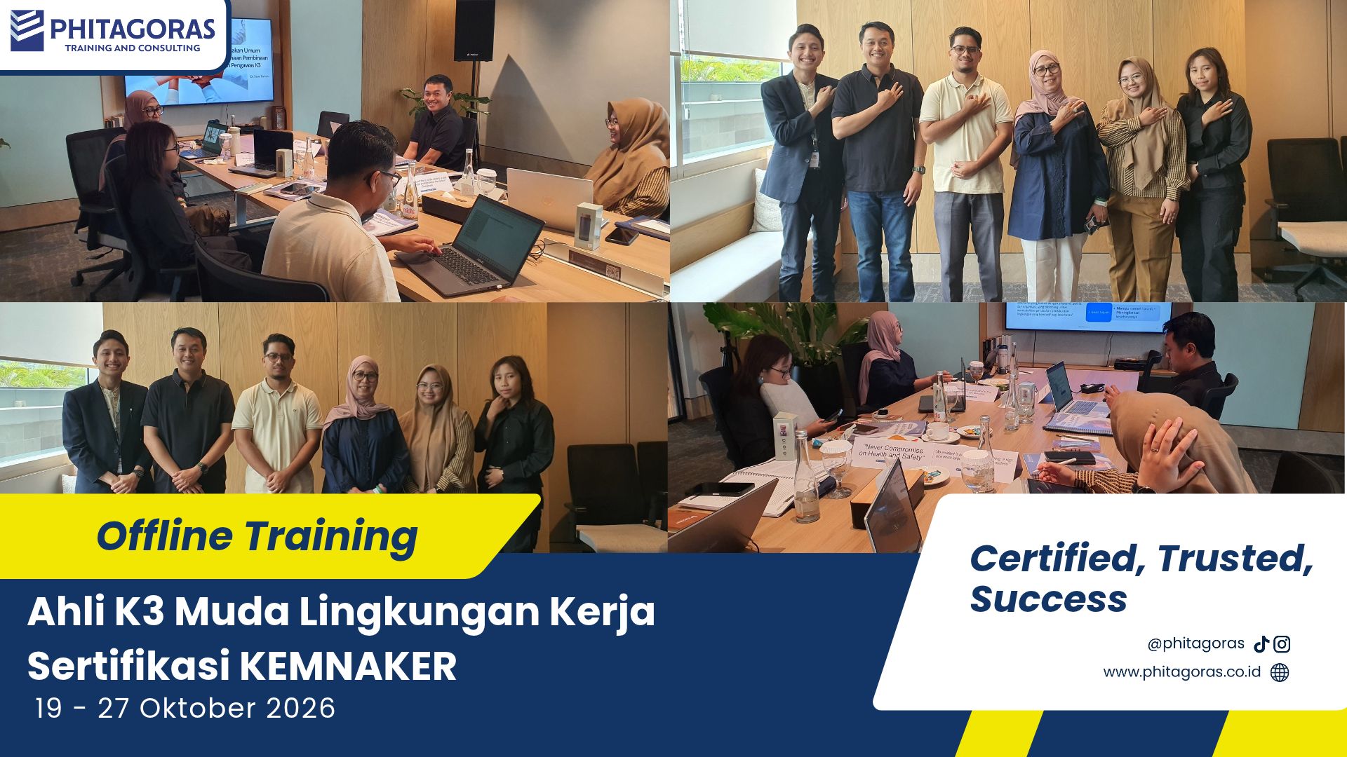 Foto Bersama Offline Training Ahli K3 Muda Lingkungan Kerja Sertifikasi KEMNAKER 19 - 27 Oktober 2026