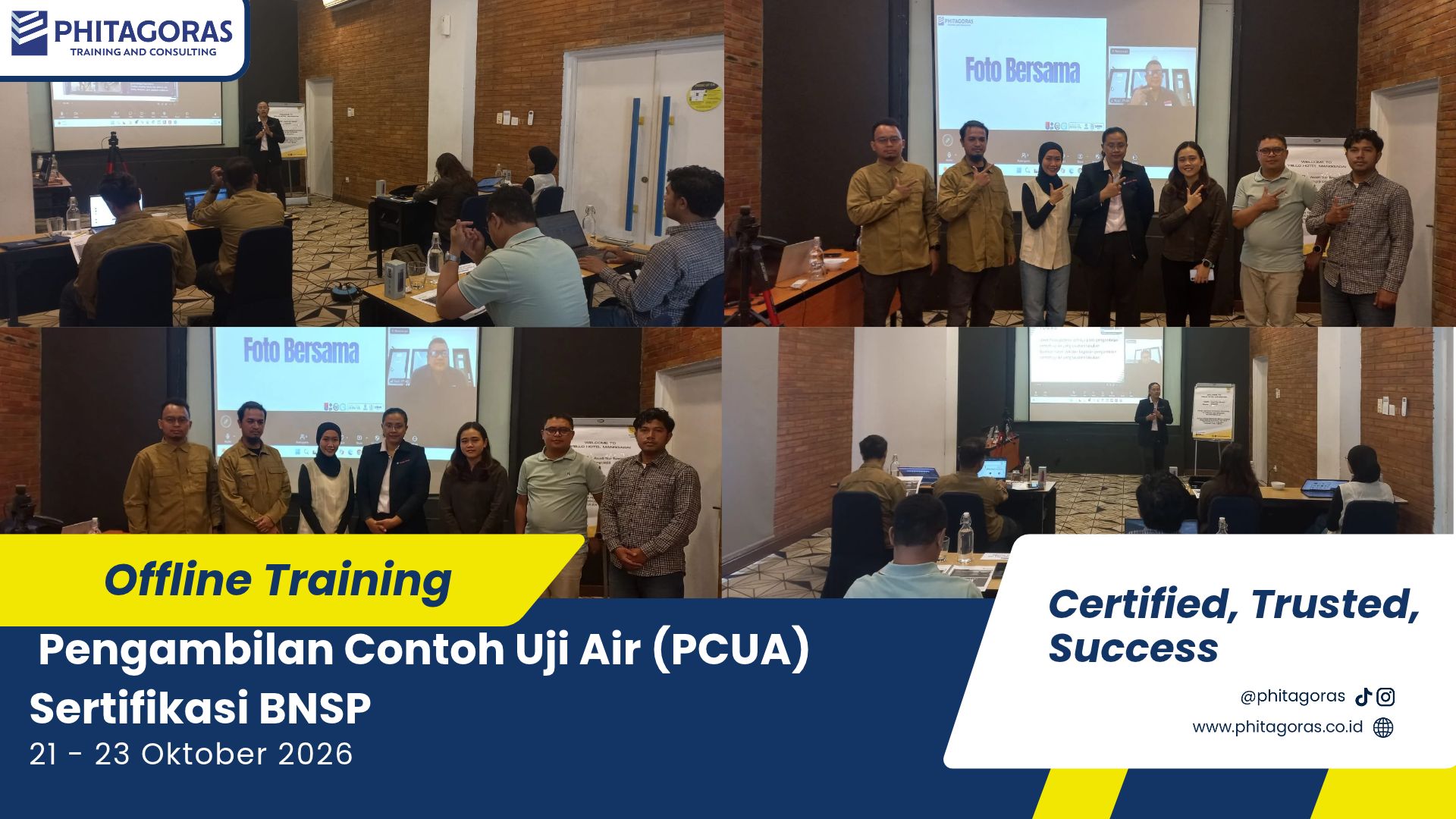 Foto Bersama Offline Training Pengambilan Contoh Uji Air (PCUA) Sertifikasi BNSP 21 - 23 Oktober 2026