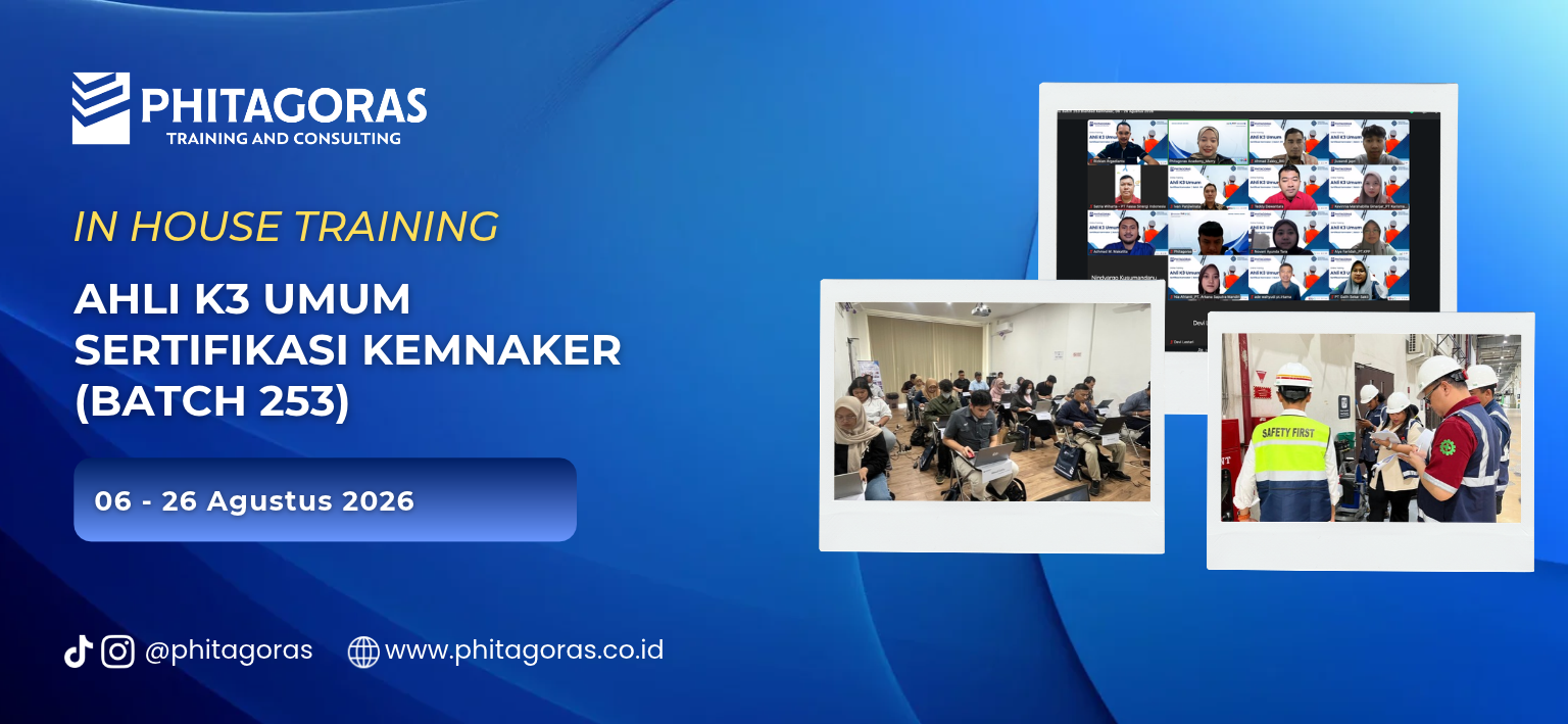 Header Hybrid Training Ahli K3 Umum Sertifikasi Kemnaker, 06 - 26 Agustus 2026 (Batch 253)