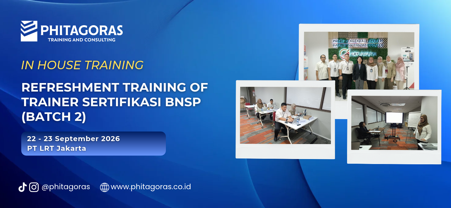 Header In House Training Refreshment Training of Trainer Sertifikasi BNSP - PT LRT Jakarta, 22 - 23 September 2026 (Batch 2)