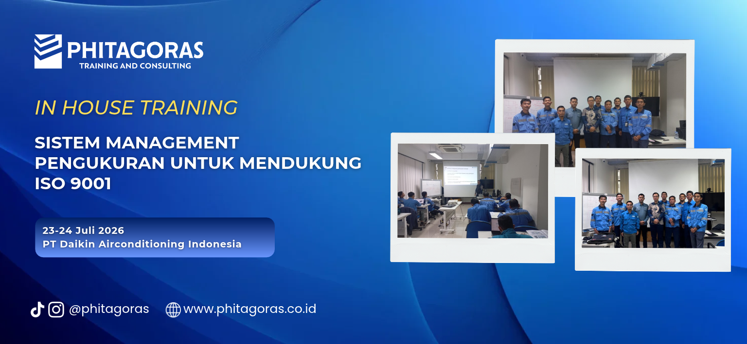 Header In House Training Sistem Management Pengukuran untuk Mendukung ISO 9001. Kalibrasi Alat Ukur - PT Daikin Airconditioning Indonesia 23-24 Juli 2026