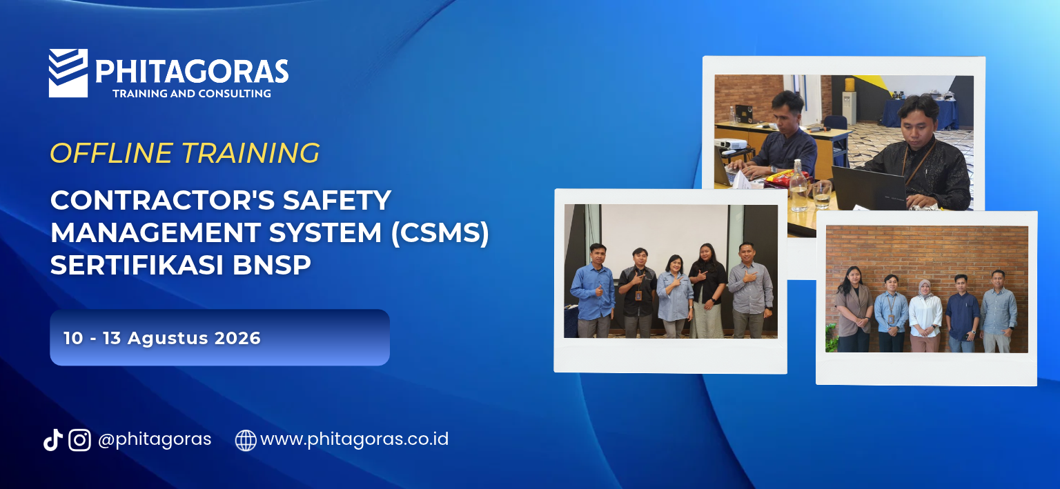 Header Offline Training Contractor's Safety Management System (CSMS) Sertifikasi BNSP 10 - 13 Agustus 2026