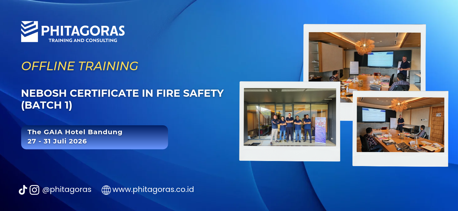 Header Offline Training NEBOSH Certificate in Fire Safety, 27 - 31 Juli 2026 (Batch 1) di The GAIA Hotel Bandung