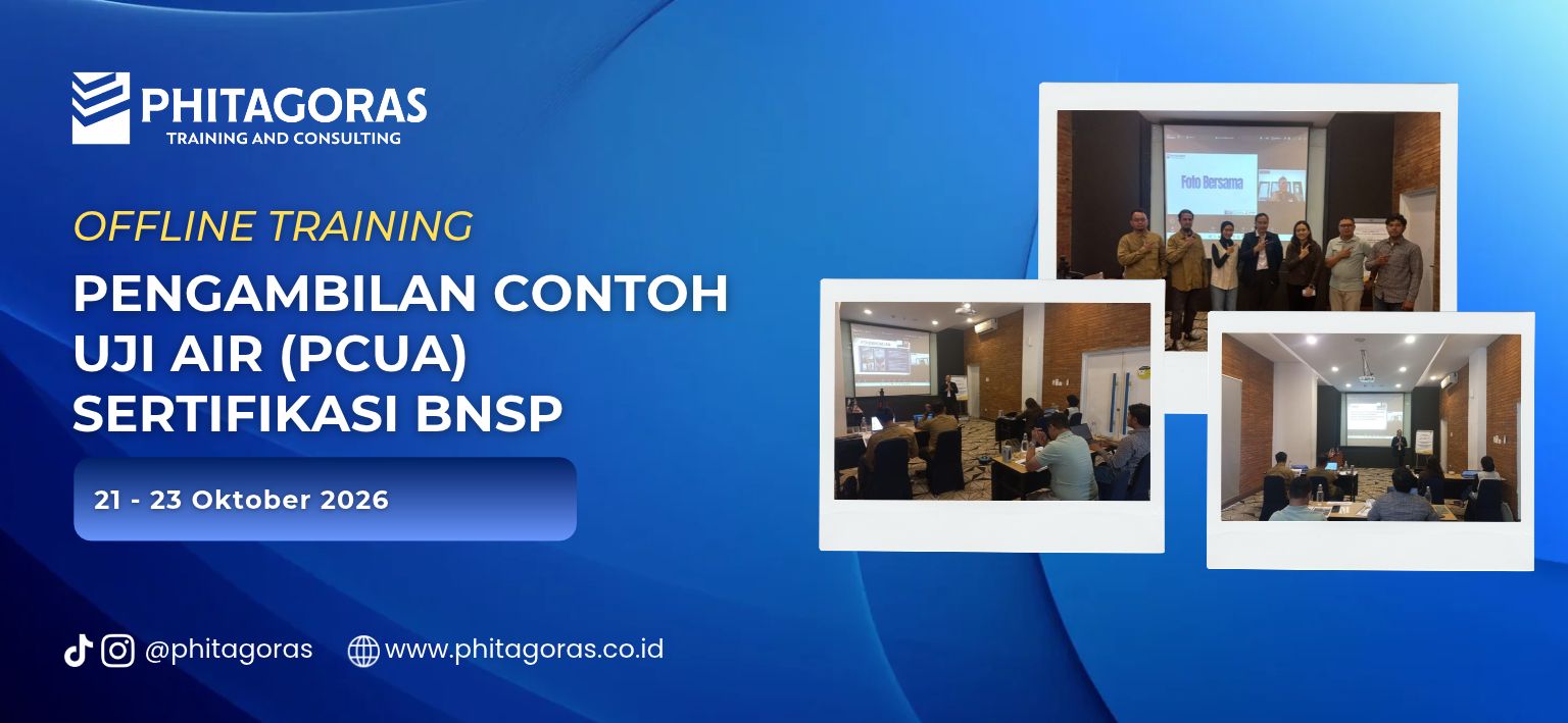 Header Offline Training Pengambilan Contoh Uji Air (PCUA) Sertifikasi BNSP 21 - 23 Oktober 2026