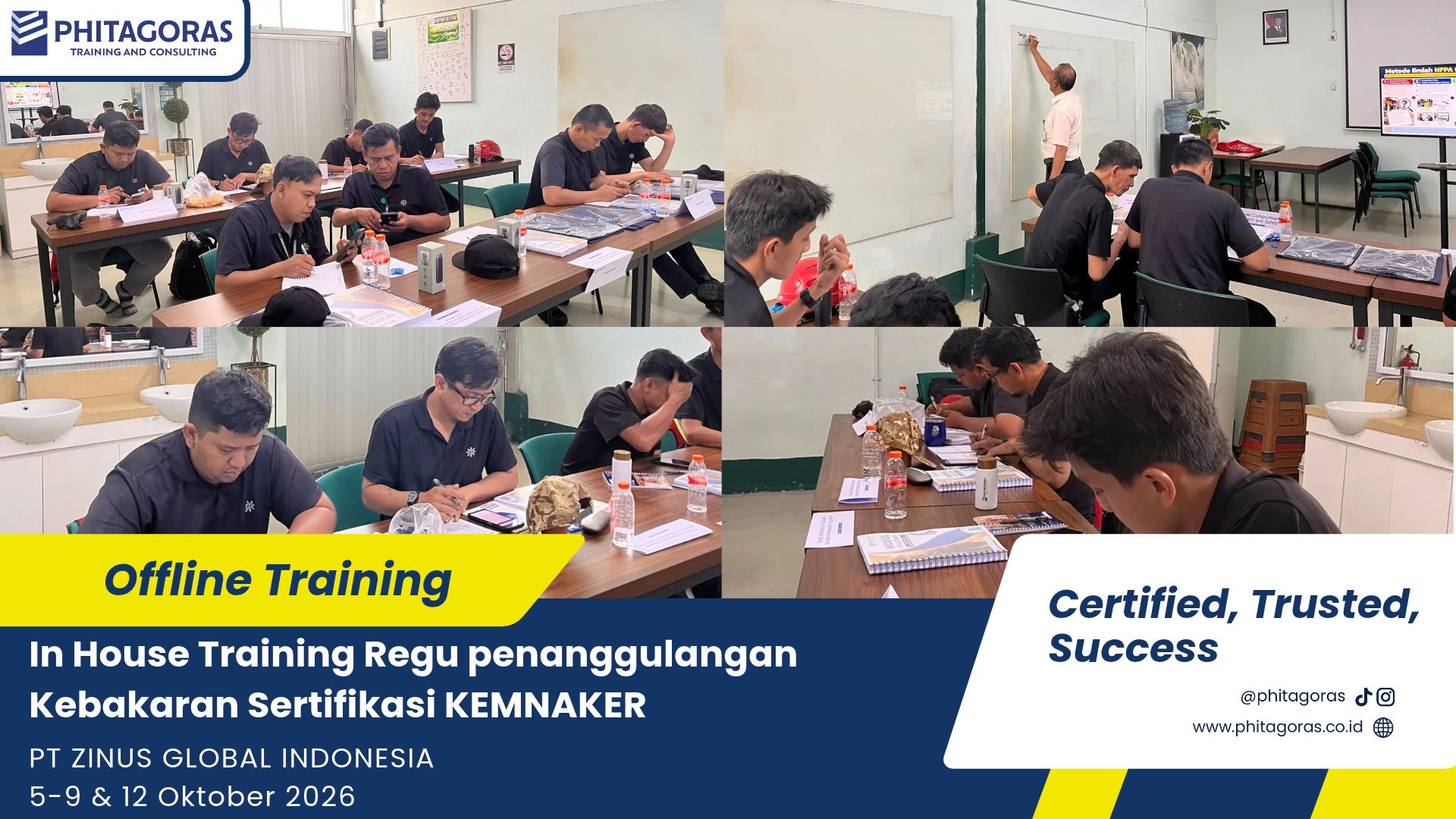 In House Training Regu penanggulangan Kebakaran Sertifikasi KEMNAKER - PT ZINUS GLOBAL INDONESIA, 5-9 & 12 Oktober 2026